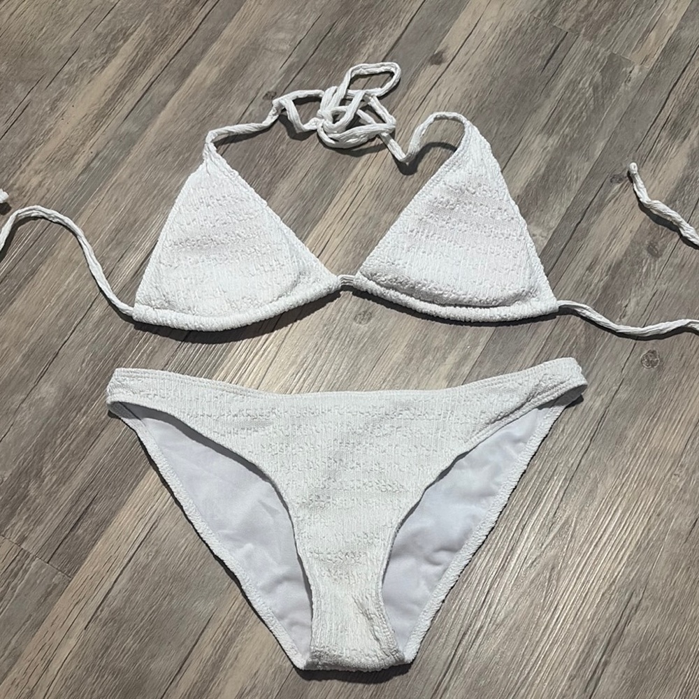 White Textured Bikini Set